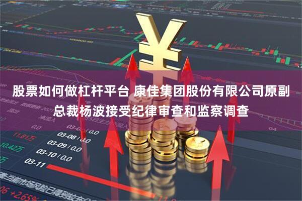 股票如何做杠杆平台 康佳集团股份有限公司原副总裁杨波接受纪律审查和监察调查